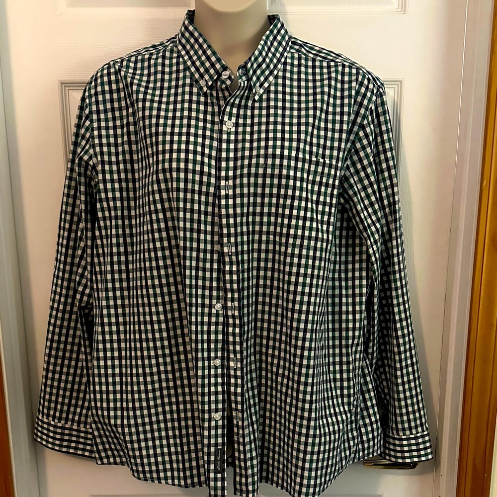 Eddie Bauer Black and White Checkered Button Down Shirt